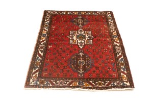 Vintage Tribal Red 3'5X4'7 Karajeh Persian Rug