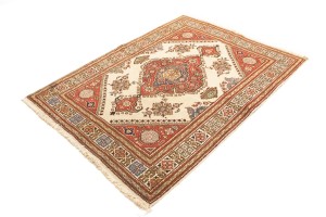 Semi Antique Floral Cream 4'8X6'3 Tabriz Persian Rug