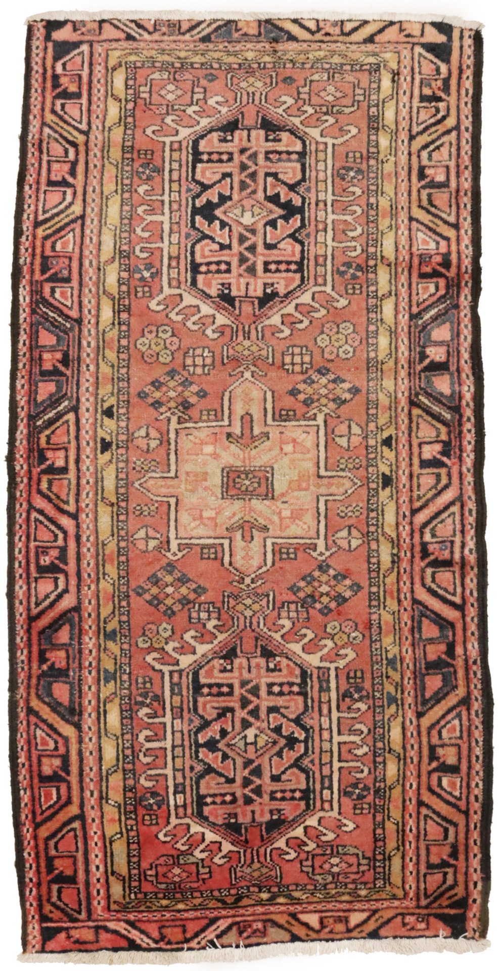 Semi Antique Geometric Tribal 3X6 Heriz Karajeh Persian Rug