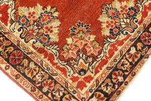 Semi Antique Orange-red Floral 4'3X6'9 Mahal Persian Rug