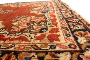 Semi Antique Orange-red Floral 4'3X6'9 Mahal Persian Rug