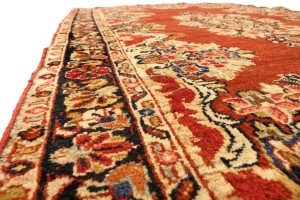 Semi Antique Orange-red Floral 4'3X6'9 Mahal Persian Rug