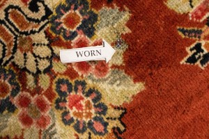 Semi Antique Orange-red Floral 4'3X6'9 Mahal Persian Rug