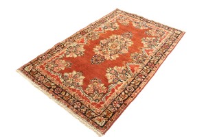 Semi Antique Orange-red Floral 4'3X6'9 Mahal Persian Rug