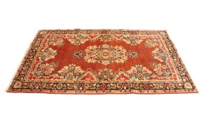 Semi Antique Orange-red Floral 4'3X6'9 Mahal Persian Rug