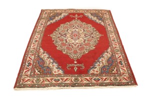 Semi Antique Floral Red 4'9X6'5 Tabriz Persian Rug