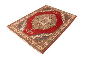 Semi Antique Floral Red 4'9X6'5 Tabriz Persian Rug