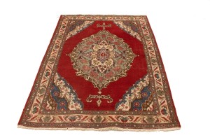 Semi Antique Floral Red 4'9X6'5 Tabriz Persian Rug