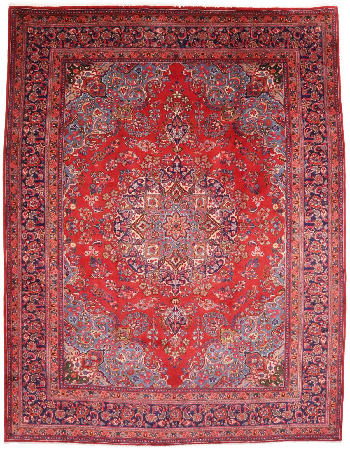 Vintage Cherry Red Traditional 10X13 Sabzevar Persian Rug