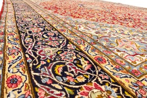 Vintage Red Floral 9X13 Kerman Persian Rug