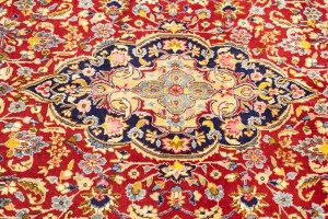 Vintage Red Floral 9X13 Kerman Persian Rug