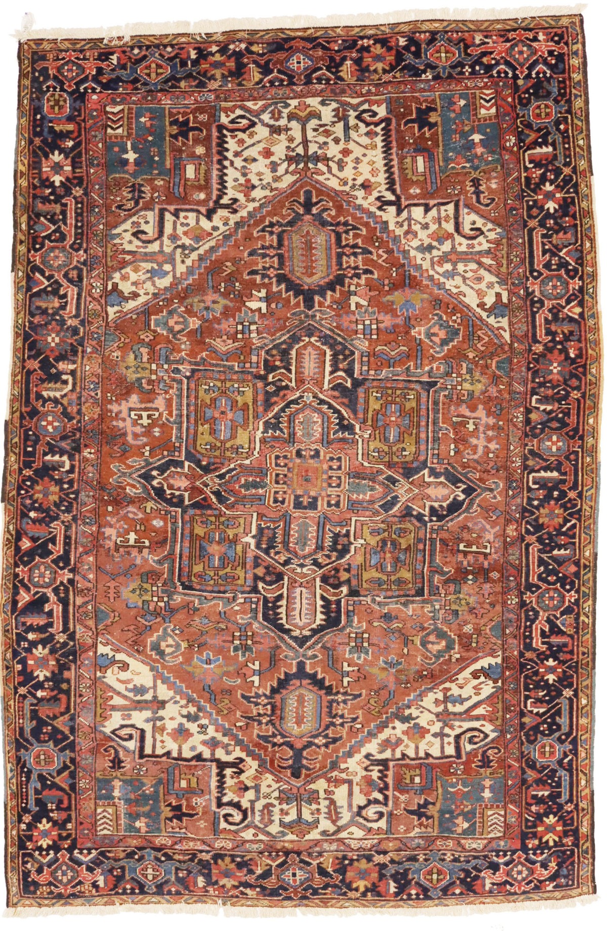Antique Floral Rust 8X11 Heriz Persian Rug