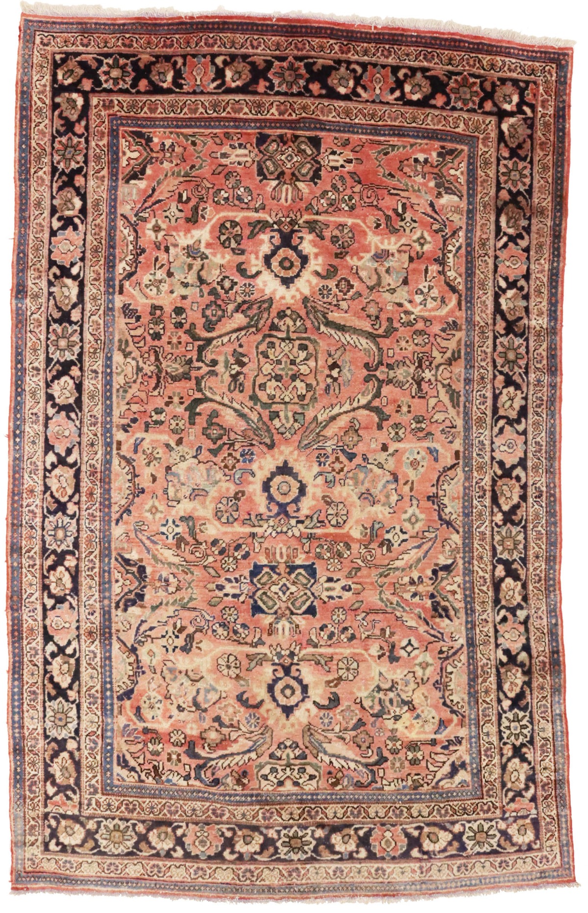 Semi Antique Floral Traditional 6'6X10'9 Vintage Oriental Rug Carpet