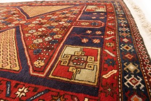 Semi Antique Tribal Geometric 4'5X10'8 Heriz Persian Runner Rug