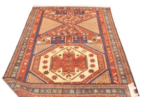 Semi Antique Tribal Geometric 4'5X10'8 Heriz Persian Runner Rug