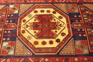 Semi Antique Tribal Geometric 4'5X10'8 Heriz Persian Runner Rug