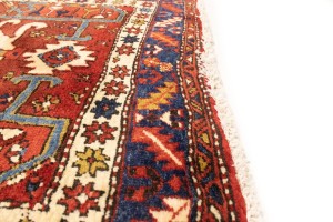 Vintage Geometric Tribal 4X14 Heriz Karajeh Persian Runner Rug