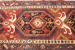 Vintage Geometric Tribal 4X14 Heriz Karajeh Persian Runner Rug