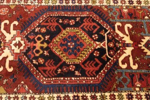 Vintage Geometric Tribal 4X14 Heriz Karajeh Persian Runner Rug