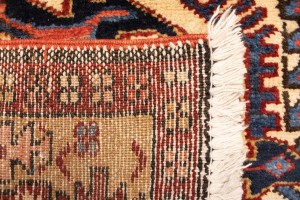 Semi Antique Cream Tribal 4X13 Karajeh Persian Runner Rug