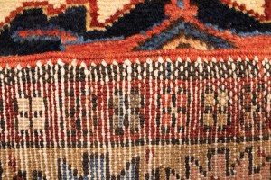 Semi Antique Cream Tribal 4X13 Karajeh Persian Runner Rug