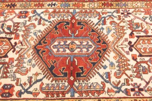 Semi Antique Cream Tribal 4X13 Karajeh Persian Runner Rug