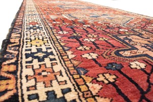 Vintage Rusty Red Tribal 4X14 Karajeh Persian Runner Rug