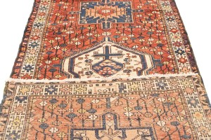 Vintage Rusty Red Tribal 4X14 Karajeh Persian Runner Rug