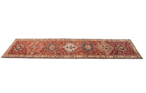Vintage Rusty Red Tribal 4X14 Karajeh Persian Runner Rug