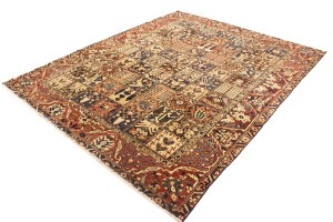 Semi Antique Pictorial Floral 10X12'5 Bakhtiari Persian Rug