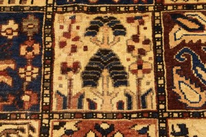 Semi Antique Pictorial Floral 10X12'5 Bakhtiari Persian Rug