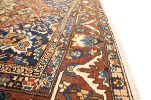 Vintage Rusty Red Floral 10'6X13 Bakhtiari Persian Rug