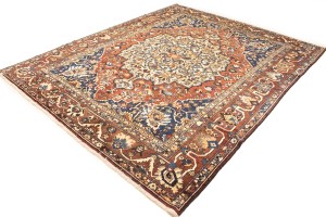 Vintage Rusty Red Floral 10'6X13 Bakhtiari Persian Rug