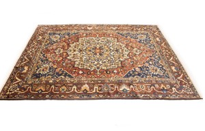 Vintage Rusty Red Floral 10'6X13 Bakhtiari Persian Rug