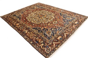 Vintage Rusty Red Floral 10'6X13 Bakhtiari Persian Rug