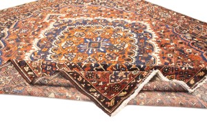Vintage Rusty Brown Floral 11X13 Bakhtiari Persian Rug