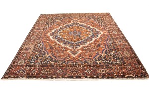 Vintage Rusty Brown Floral 11X13 Bakhtiari Persian Rug