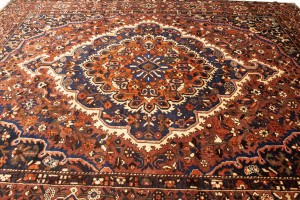 Vintage Rusty Brown Floral 11X13 Bakhtiari Persian Rug