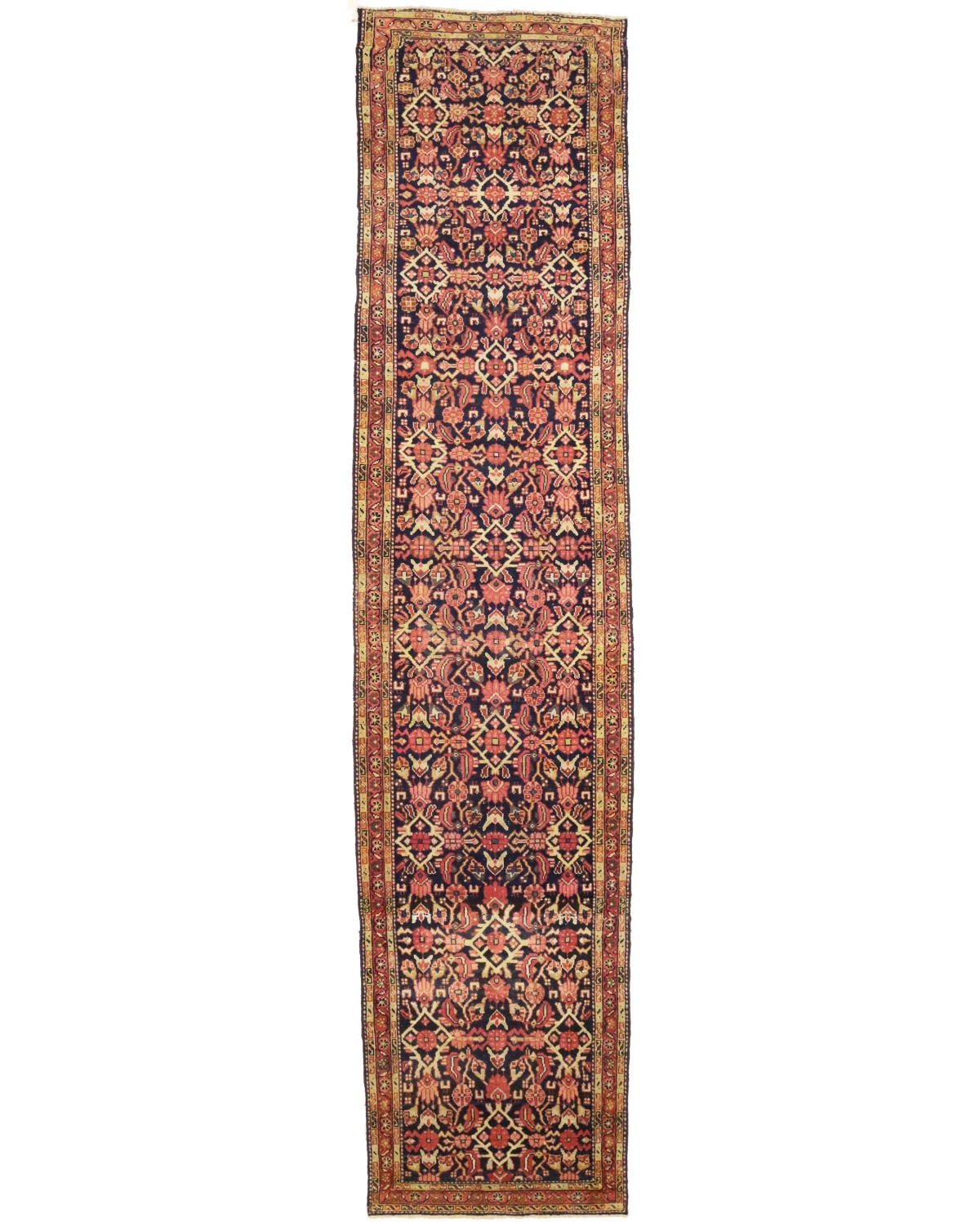 Semi Antique Tribal 3'6X15'6 Malayer Persian Runner Rug