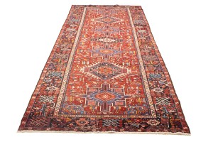 Vintage Red Tribal 5X13 Karajeh Persian Runner Rug