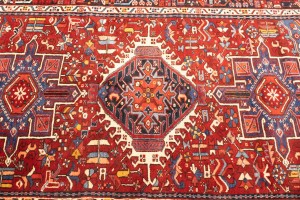 Vintage Red Tribal 5X13 Karajeh Persian Runner Rug