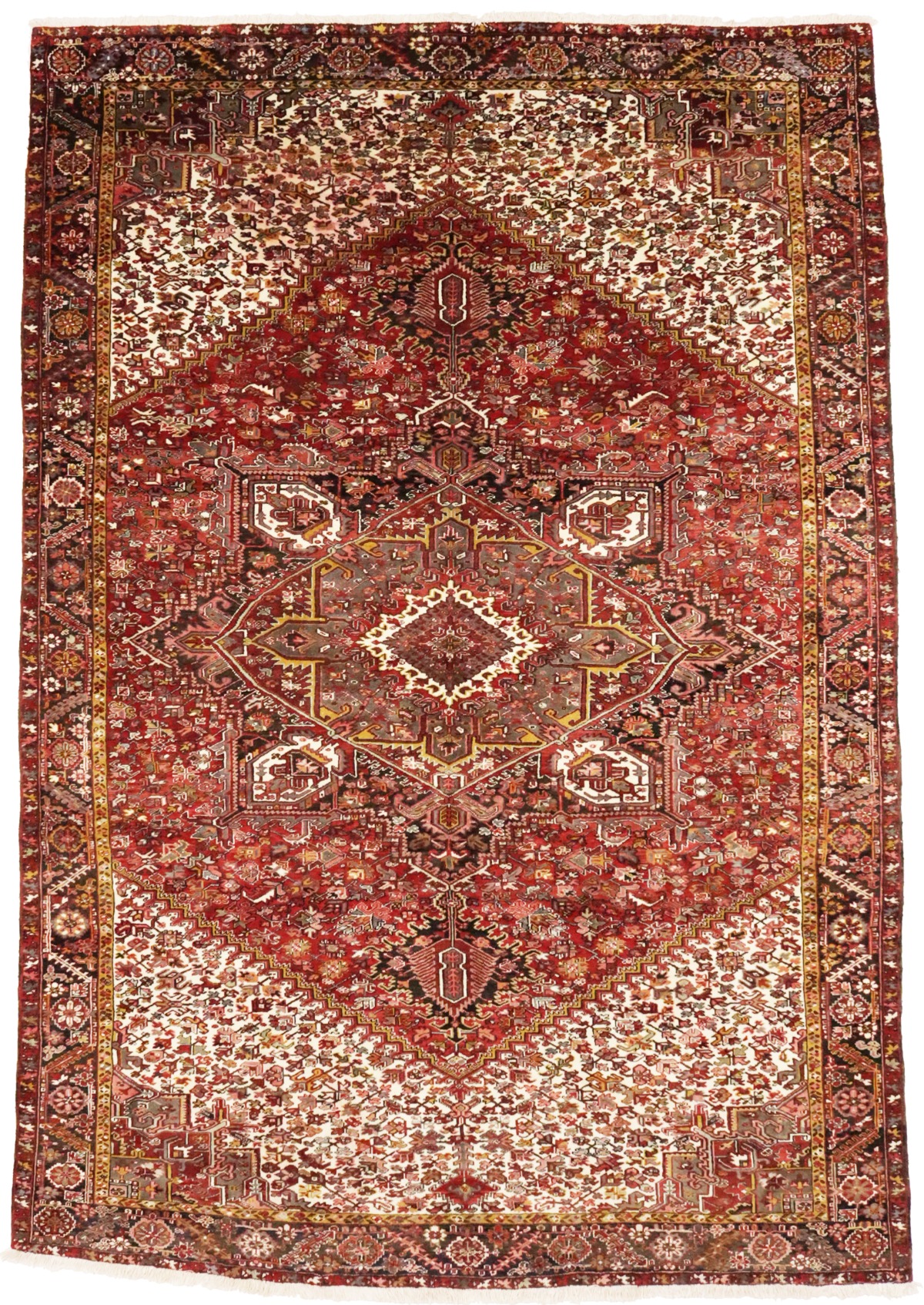 Vintage Red Geometric 11X15 Heriz Persian Rug