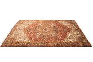 Vintage Red Geometric 11X15 Heriz Persian Rug