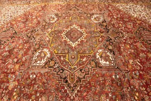Vintage Red Geometric 11X15 Heriz Persian Rug