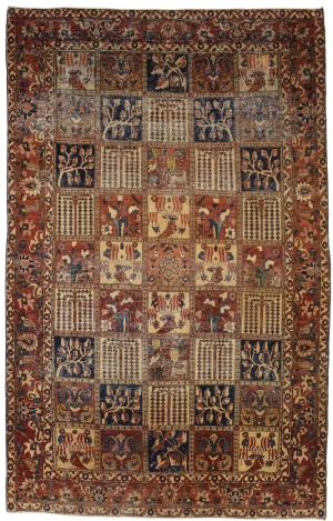Antique Distressed Muted Tribal 7X11 Bakhtiari Persian Rug