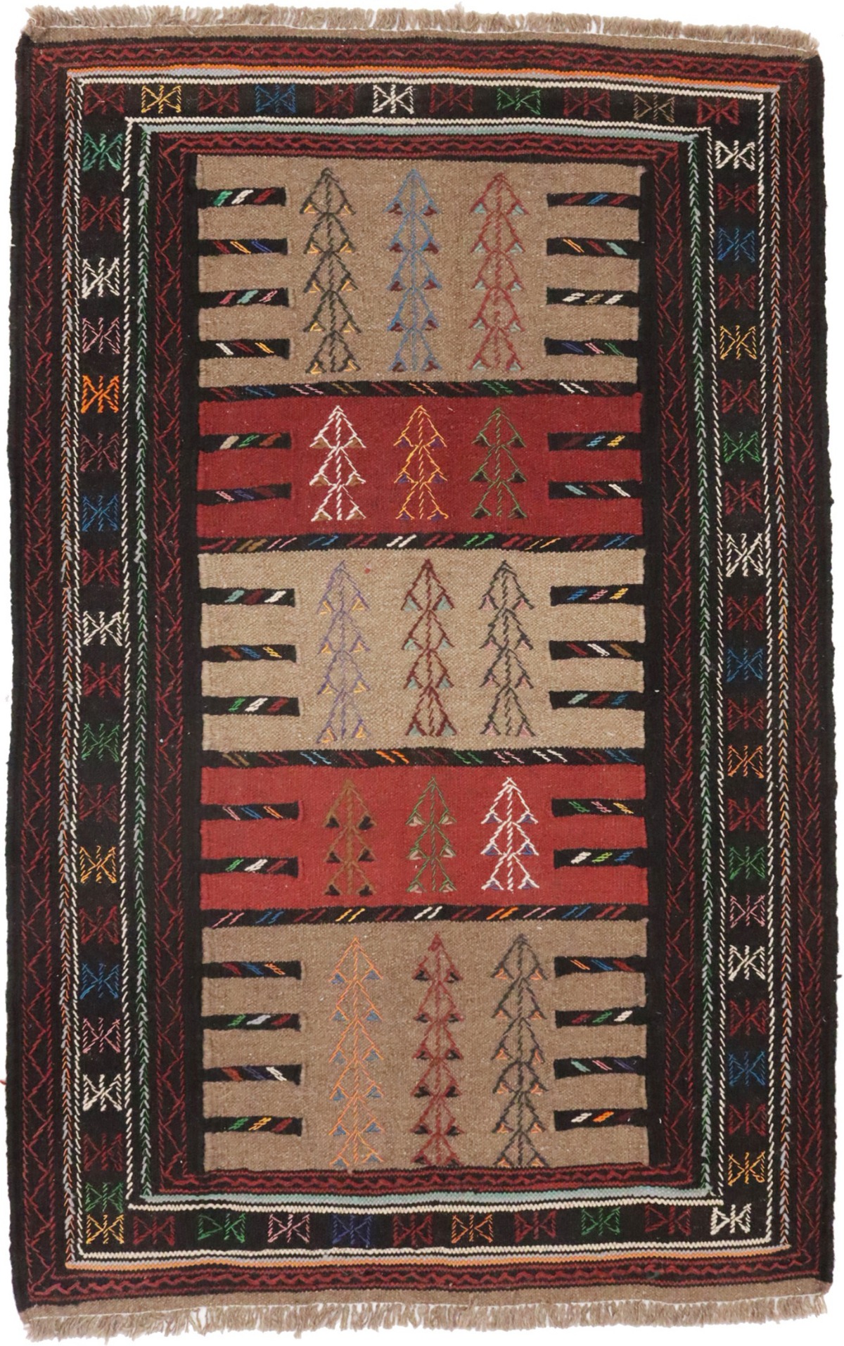 Khaki Tribal 4X6 Sumak Herati Persian Rug