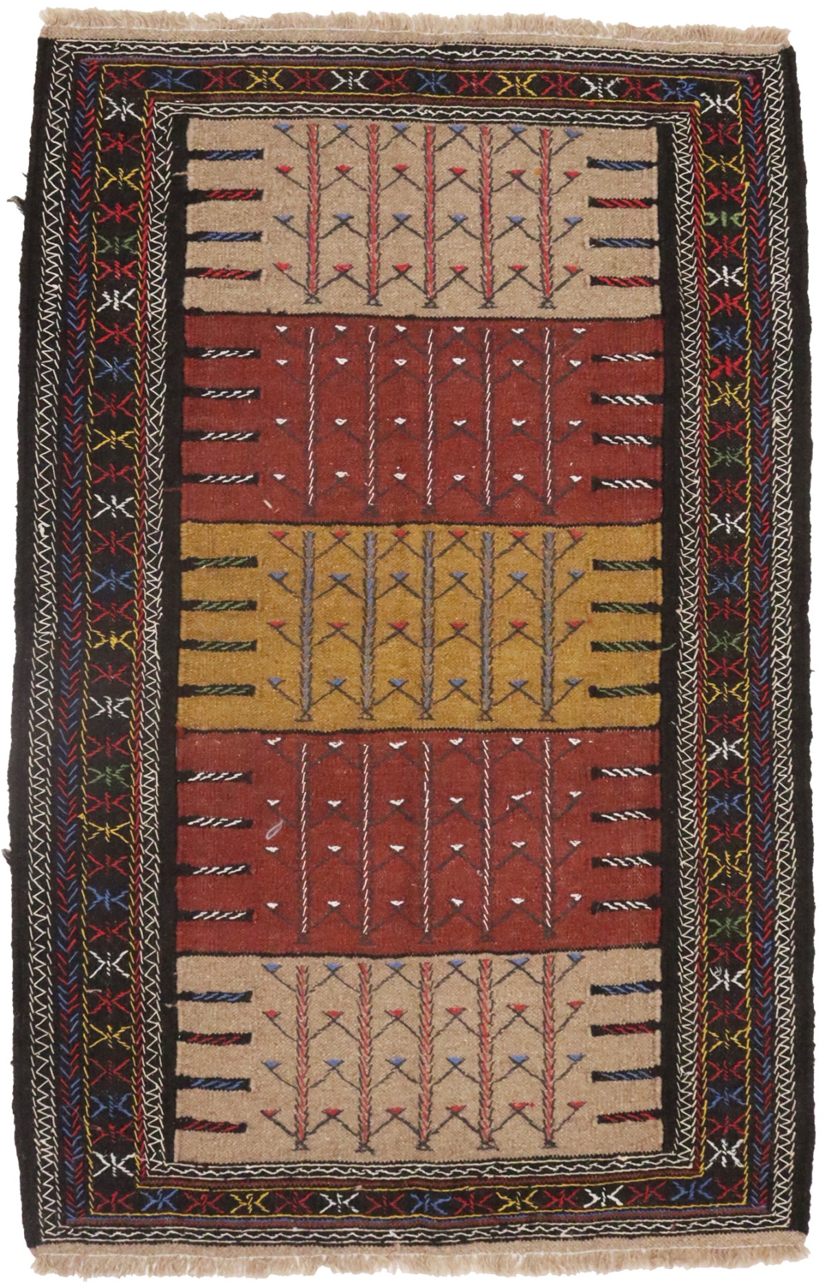 Multicolored Tribal 3'7X5'6 Sumak Herati Persian Rug