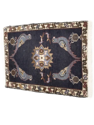 Vintage Dark navy Floral Tribal 2x3 Hamedan Persian Rug