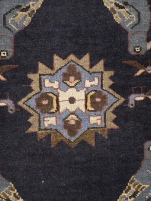 Vintage Dark navy Floral Tribal 2x3 Hamedan Persian Rug