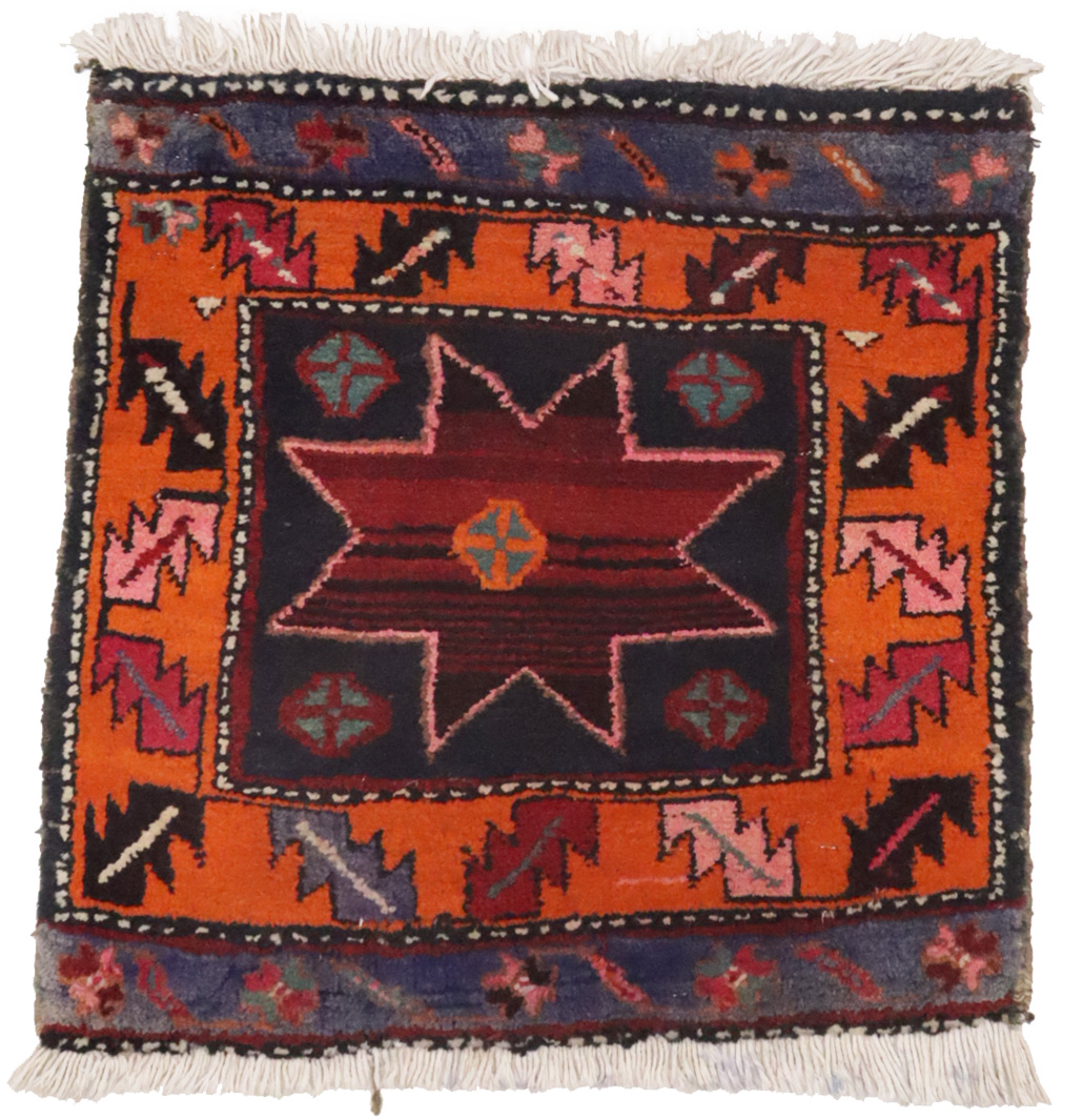 Vintage Geometric Tribal 1'8X1'8 Heriz Persian Square Rug